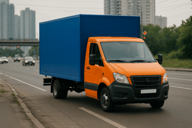 ChatGPT Image 28 окт. 2025 г., 20_23_59 Вантажівка на дорозі Києва під час перевезення вантажів, дослідження часу перевезення у Києві та області